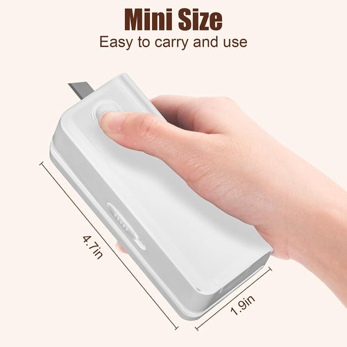 Mini Bag Sealer, 4.7" Potato Chip Bags Heat Sealer with LED Power Display & 9 Adjustable Gears, Capper Bag Reseal & Cutter, Rechargeable Sealing Machine Impulse for Snack Plastic Bag Mylar Cereal Bags